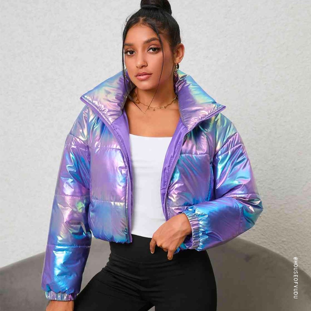 Gradient Zip-Up Collared Puffer Jacket - NWT